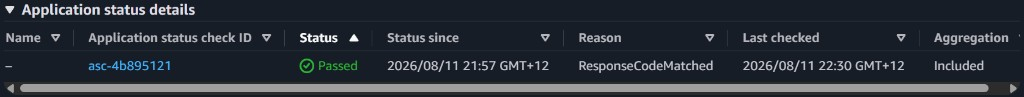 Application status details: check asc-4b895121 passed with ResponseCodeMatched, aggregation Included