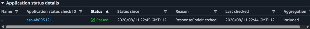 Application status details after restarting health.py: passed, ResponseCodeMatched, aggregation Included